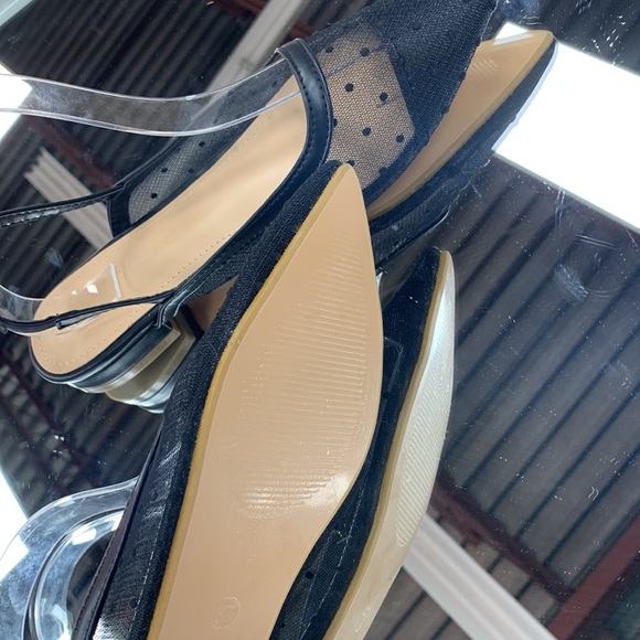Polka Dot Slingback flats in Black Mesh Fabric - Picture 7 of 8